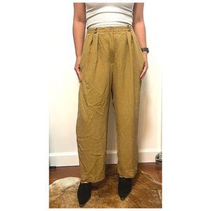 Anne Klein Silk Beige High Waisted Pleated Trousers